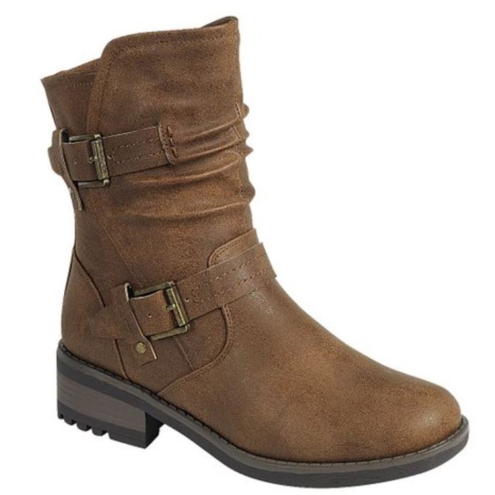 New Tan Mid-Calf Biker Short Boots Booties